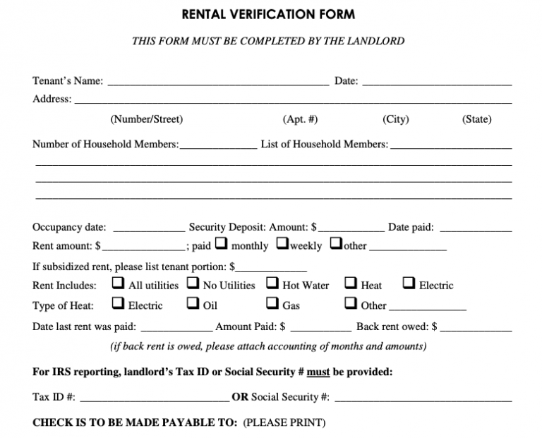 Tenant Verification Form