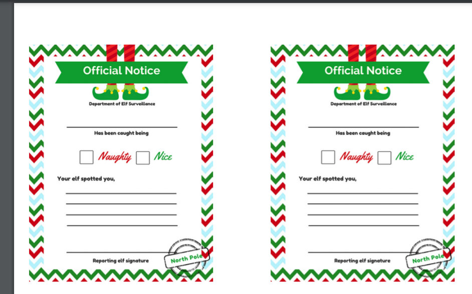 Elf on the Shelf Naughty or Nice Notice letter