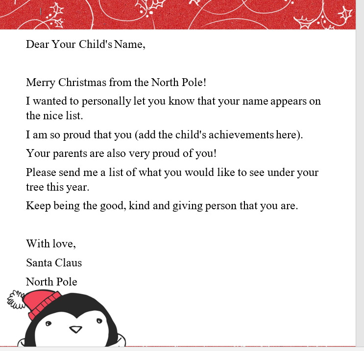 free printable letter from santa template