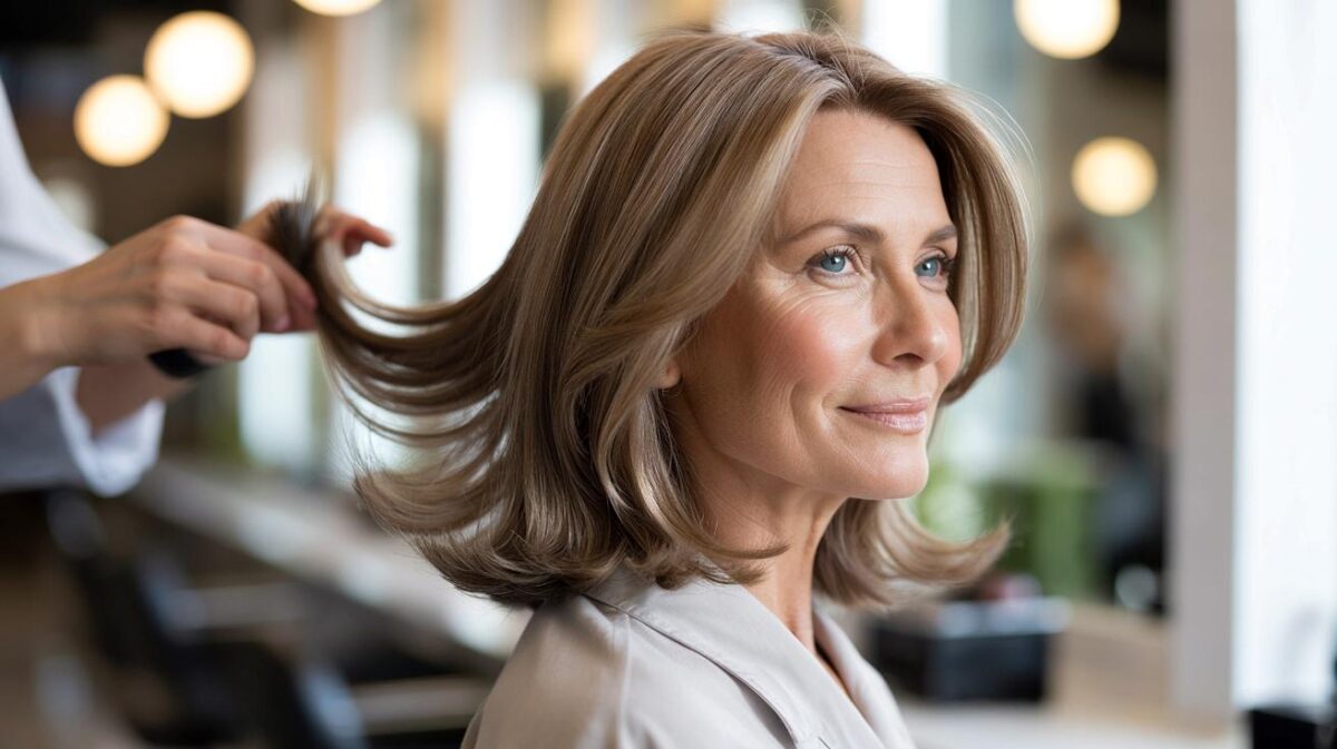 This haircut works well for women over 50 who want movement at the ends